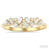 1/3 Ctw Scatter Baguette and Round Cut Diamond Stackable Fashion Band in 10K Yellow Gold